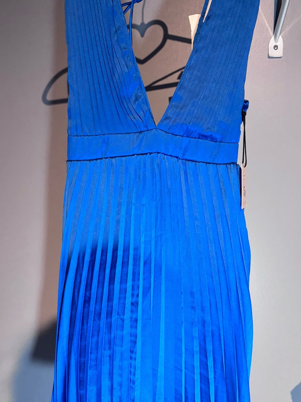 Sincerely Jules Cobalt Plunge Pleated Maxi Dress
